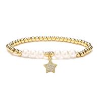 Evil Eye Jewelry Bracelet, Brass, with Plastic Pearl, Dragonfly, plated, fashion jewelry & micro pave cubic zirconia, golden .5 cm 