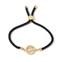 Bracelet cubique en laiton zircon pavent, avec corde en nylon, Placage, bijoux de mode & modèles différents pour le choix & pavé de micro zircon, noire Environ 15~21 cm, Vendu par PC[