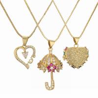 Cubic Zircon Micro Pave Brass Necklace, with 5cm extender chain, plated, fashion jewelry  & micro pave cubic zirconia, golden cm 