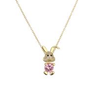 Cubic Zircon Micro Pave Brass Necklace, with 5cm extender chain, Rabbit, plated, fashion jewelry & micro pave cubic zirconia cm 