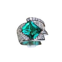 Anilo de dedo de latón, metal, chapado en color de platina, ajustable & para mujer & con diamantes de imitación, 21x18mm, Vendido por UD