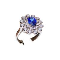 Латунное кольцо с стразами, Латунь, Форма цветка, покрытый платиной, регулируемый & Женский & со стразами продается PC[