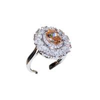 Cubic Zirconia Micro Pave Brass Finger Ring, platinum color plated, adjustable & micro pave cubic zirconia & for woman 