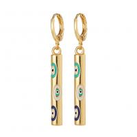 Evil Eye Earrings, Brass, real gold plated & micro pave cubic zirconia & for woman & enamel, 44mm 
