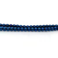 Nicht magnetische Hämatit Perlen, rund, plattiert, DIY & verschiedene Größen vorhanden, royalblau, Länge:ca. 40 cm, verkauft von Strang