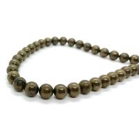 Goldene Pyrit Perlen, rund, poliert, DIY & verschiedene Größen vorhanden, dunkelgelb, Länge:ca. 40 cm, verkauft von Strang