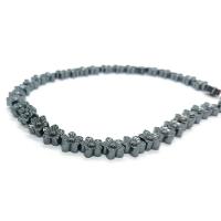 Perles hématite non-magnétique, fleur, poli, DIY, noire, 10mm Environ 40 cm, Vendu par brin[