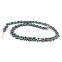 Nicht magnetische Hämatit Perlen, Blume, poliert, DIY & verschiedene Größen vorhanden, schwarz, Länge:ca. 40 cm, verkauft von Strang