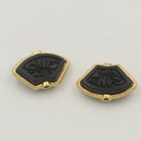 Brass Jewelry Beads, with Black Sandalwood, gold color plated, DIY Approx 1.4mm [
