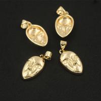 Brass Jewelry Pendants, Face, real gold plated, DIY 