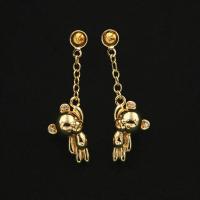 Brass Earring Stud Component, Bear, real gold plated, DIY, 29mm [