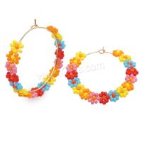 Glass Seed Beads Earring, Seedbead, with Zinc Alloy, Flower, gold color plated, Bohemian style & for woman 