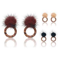 Fluffy Pom Pom Earrings, Velveteen, with Plush, Donut, for woman & hollow 