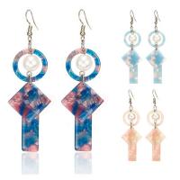 Acrylic Drop Earring, with Plastic Pearl & Zinc Alloy, Geometrical Pattern, for woman 