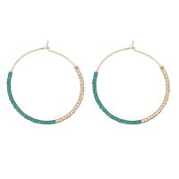 Glass Seed Beads Earring, Zinc Alloy, with Seedbead, Donut, gold color plated, for woman 