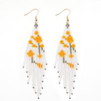Glass Seed Beads Earring, Seedbead, with Zinc Alloy, Flower, gold color plated, folk style & for woman 
