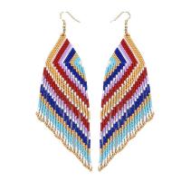 Glass Seed Beads Earring, Seedbead, with Zinc Alloy, gold color plated, folk style & for woman, multi-colored 
