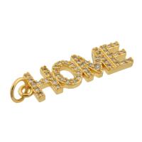 Rhinestone Brass Pendants, Alphabet Letter, gold color plated, fashion jewelry & DIY & with rhinestone 