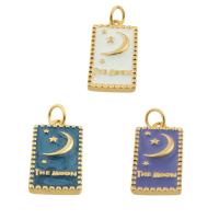 Enamel Brass Pendants, Square, gold color plated, fashion jewelry & DIY 