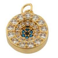 Rhinestone Brass Pendants, Round, gold color plated, fashion jewelry & DIY & with rhinestone, mixed colors 