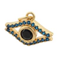 Fashion Evil Eye Pendant, Brass, with Glass Rhinestone, gold color plated, fashion jewelry & DIY & with rhinestone, mixed colors 