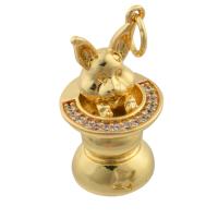 Rhinestone Brass Pendants, Animal, gold color plated, fashion jewelry & DIY & with rhinestone 