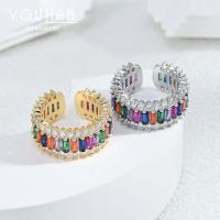 Cubic Zirconia Micro Pave Brass Finger Ring, plated, fashion jewelry & micro pave cubic zirconia Inner Approx 17mm [