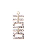 Colgantes de diamantes de imitación de la aleación de zinc, con Perlas plásticas, chapado, Bricolaje & con diamantes de imitación & hueco, más colores para la opción, 14x35mm, Vendido por UD
