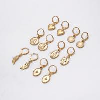 Zinc-Alloy-Huggie-Hoop-Earring, alliage de zinc, Placage de couleur d'or, 6 pièces & bijoux de mode & pour femme, doré, Vendu par fixé