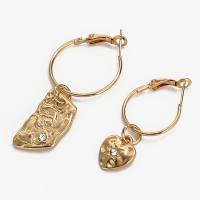 Asymmetric Earrings, Zinc Alloy, gold color plated, fashion jewelry & for woman & with rhinestone, golden 