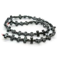 Nicht magnetische Hämatit Perlen, Kreuz, poliert, DIY & verschiedene Größen vorhanden, schwarz, Länge:ca. 40 cm, verkauft von Strang
