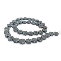 Nicht magnetische Hämatit Perlen, Blume, poliert, DIY, schwarz, 10mm, Länge:ca. 40 cm, verkauft von Strang