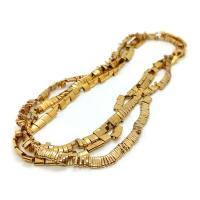 Nicht magnetische Hämatit Perlen, Rechteck, vergoldet, DIY & verschiedene Größen vorhanden & Doppelloch, goldfarben, Länge:ca. 40 cm, verkauft von Strang