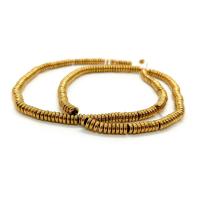 Perles hématite non-magnétique, rondelle, Plaqué d'or, DIY, doré Environ 40 cm, Vendu par brin[