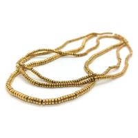 Perles hématite non-magnétique, Plat rond, Plaqué d'or, DIY & normes différentes pour le choix, doré Environ 40 cm, Vendu par brin[
