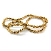 Nicht magnetische Hämatit Perlen, Vieleck, vergoldet, DIY, goldfarben, 4x5mm, Länge:ca. 40 cm, verkauft von Strang