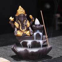 Incense Smoke Flow Backflow Holder Ceramic Incense Burner, Purple Clay, handmade, for home and office & durable & multifunctional [