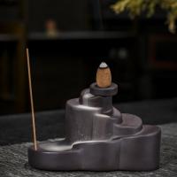 Incense Smoke Flow Backflow Holder Ceramic Incense Burner, Purple Clay, handmade, for home and office & durable & multifunctional 