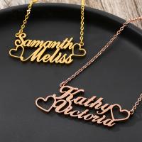 Stainless Steel Jewelry Necklace, 304 Stainless Steel, with 1.97inch extender chain, plated, Each custom text must be less than 10 letters & fashion jewelry & Unisex Approx 17.72 Inch 