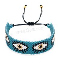 Glass Seed Beads Bracelets, Seedbead, with Knot Cord, Evil Eye, Bohemian style & adjustable & for woman Approx 28 cm 