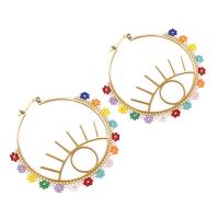 Evil Eye Earrings, Seedbead, with Zinc Alloy, gold color plated, Bohemian style & for woman 