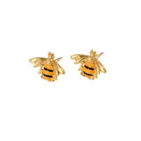 Brass Stud Earring, Bee, real gold plated, fashion jewelry & for woman, mixed colors [