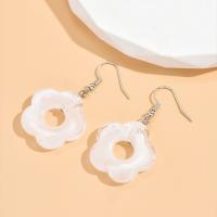 Acrylic Drop Earring, Zinc Alloy, with Acrylic, Flower, silver color plated, fashion jewelry & for woman, white [