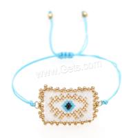 Evil Eye Jewelry Bracelet, Seedbead, with Knot Cord, Rectangle, handmade, Bohemian style & evil eye pattern & adjustable & for woman Approx 28 cm 