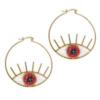 Evil Eye Earrings, Seedbead, with Zinc Alloy, gold color plated, Bohemian style & for woman 