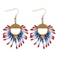 Fashion Fringe Earrings, Seedbead, with Zinc Alloy, gold color plated, Bohemian style & for woman 