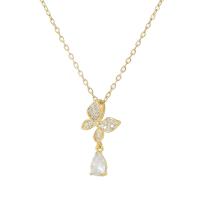Cubic Zircon Micro Pave Brass Necklace, plated, fashion jewelry & micro pave cubic zirconia Approx 17 Inch 