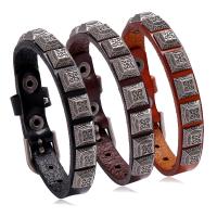 Cowhide Bracelets, with Zinc Alloy, plated, fashion jewelry & for man 10mm Approx 9.4 Inch 