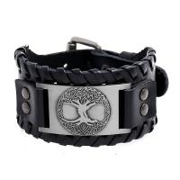 Cowhide Bracelets, with PU Leather & Iron & Zinc Alloy, Tree, plated, fashion jewelry & for man 38mm Approx 10.8 Inch 