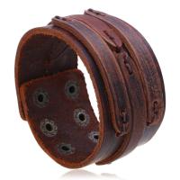 Cowhide Bracelets, with Iron, fashion jewelry & multilayer & for man 40mm Approx 9 Inch 